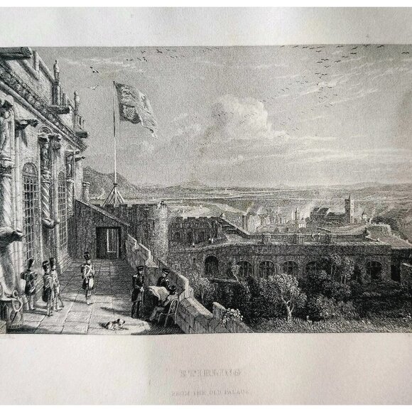 1844 Stirling From Old Palace Engraving Victorian Scotland Palace Guards DWSS20 - Picture 1 of 2